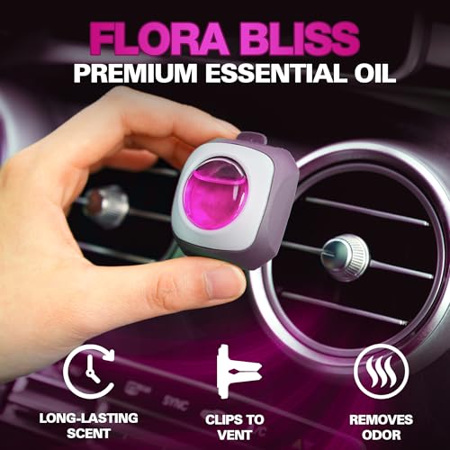 Image of Air Jungles Flora Bliss Scent Car Air Freshener Vent Clip 6 Ct Long Lasting | Up to 180 days, Natural Essential Oil, Car Fragrance Accessories for Women and Men, Odor Eliminator, 4 mL Each