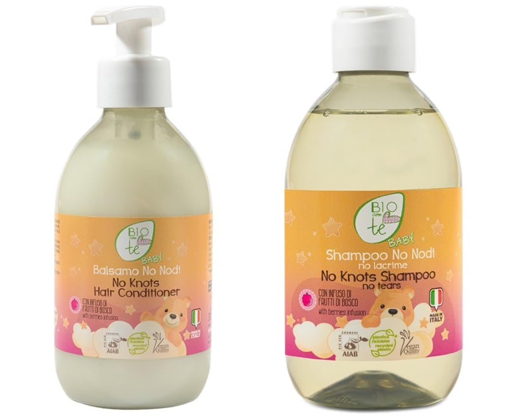 BABY BIOCONTÈ Organic No Tears Shampoo & Conditioner 2x300ml Made in Italy