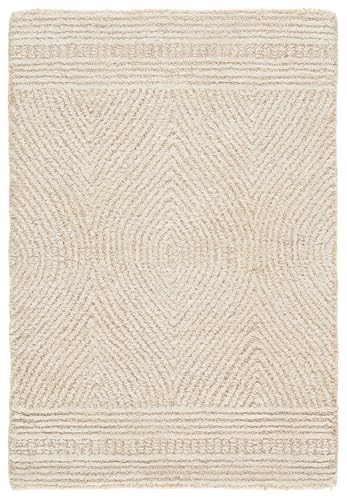 SAFAVIEH Area Rug 2x3 - Abstract Collection - Ivory & Beige, Handmade Wool, Ideal for Hallway, Foyer, Entryway, Accent Space (ABT340A)