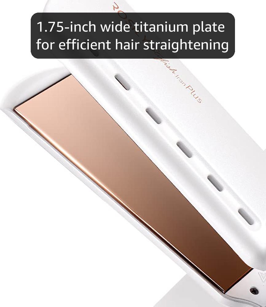ROSILY Nano Titanium Flat Iron | 1.75 Inch Wide Hair Straightener, Dual Voltage 100-240V, Adjustable Temperature Suitable for All Hair Type, Instant Heat Up