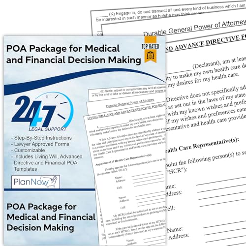 Medical & Financial Power of Attorney Plus Advance Directive Forms - Easy Step-by-Step Instructions Legal Forms Advance Financial & Health Care - Attorney Approved - Live Support