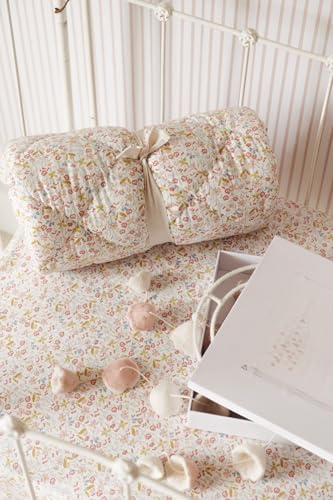 Image of Pehr Crib Sheet, Floret | Breathable Brushed Organic Cotton for Soft Sleep | Snug Fit | Reusable Fabric Bag Packaging | Standard Crib Mattresses up to 52 inchL x 28 inchW x 8 inchH