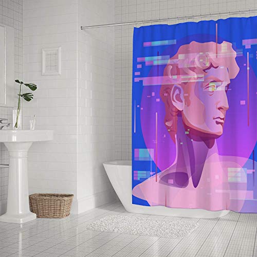 Rideau de douche polyester imperméable avec crochets lavable en machine 66x72 pouces