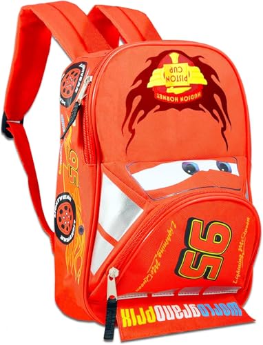 Disney Cars Backpack with Lunch Box Set - Bundle with 16” Lightning McQueen Backpack, Cars Lunch Bag, Stickers, More | Disney Cars School Supplies2