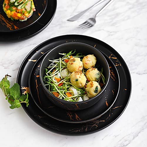 Stone Lain Modern Gold Splash Exquisite Fine China Dinnerware Set, 32 Piece - Service For 8, Black & Gold #TOP3