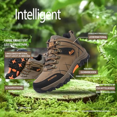 Xuanke Wanderschuhe Herren Wasserdicht Trekkingschuhe Damen Wanderstiefel Outdoorschuhe männer Bequem Leicht Bergstiefel für Camping (Grau, Erwachsene, Herren, 44, Numerisch, EU Schuhgrößensystem, M)