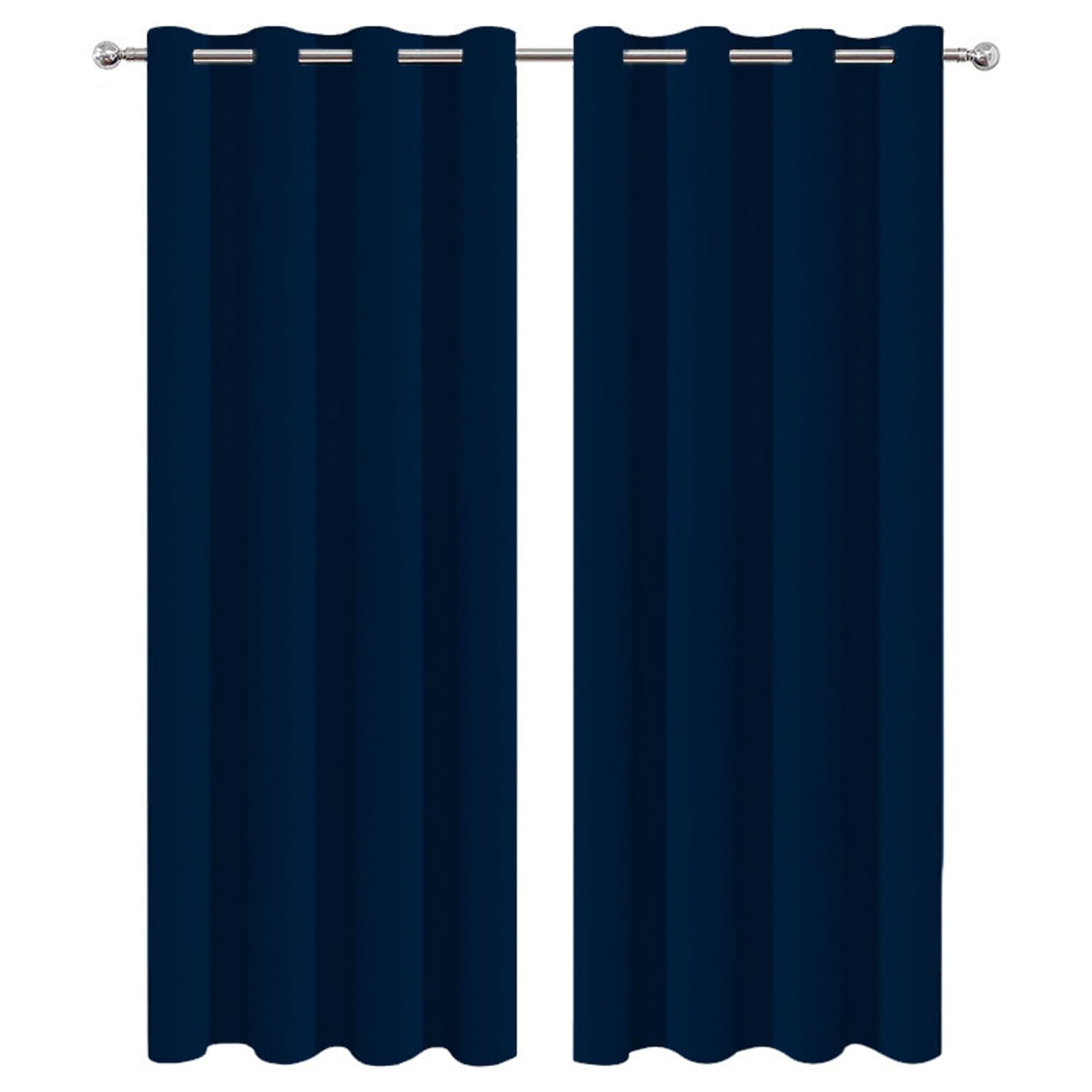 HANGEENGS Blackout Curtains For Bedroom,2 Panels Set Thermal Insulated Living Room Window Drapes Solid Eyelet Room Darkening Textured Blackout Curtains,Dark Blue,120x84 in(WxL)