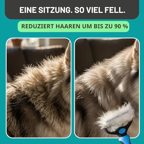 MaxPower Planet Hund- und Katzenbürste - Sanfte Unterwollbürste für Langhaar-Tiere - Doppelseitiger Hundekamm & Katzenkamm in Blau