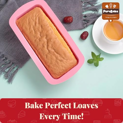 Image of PureBake Silicone Bread & Loaf Pan Mould, BPA-Free, Microwave & Oven Safe, Dishwasher Friendly, Safe for Baking, Random Color, Perfect for Muffins & Cupcakes (1 Pcs Random Colour)