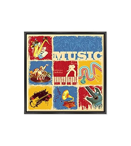 Cuadro sobre lienzo enmarcado – con marco – Música Arte – Deejay Set – Pop Jazz Rock Blues – Diseño gráfico – 30 x 30 cm – Estilo moderno negro – (cód. 236) | Ya disponible en tu tienda friki favorita! En mundofriki.es!