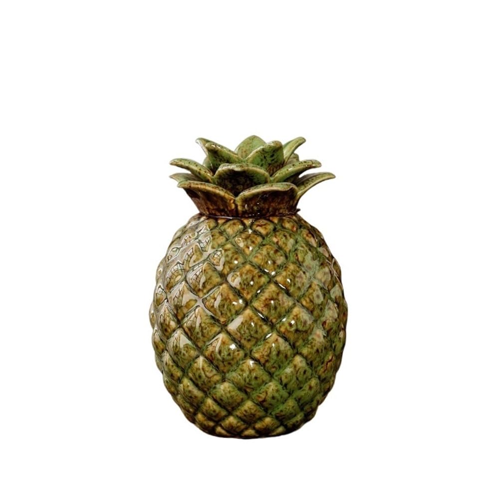 Bx9rE7tK3g Kitchen Storage Jar Pineapple Ceramic Tea Canister With Sealed Lid Creative Home Storage Cabinet Ornament Ceramic Tea Canister(Green)