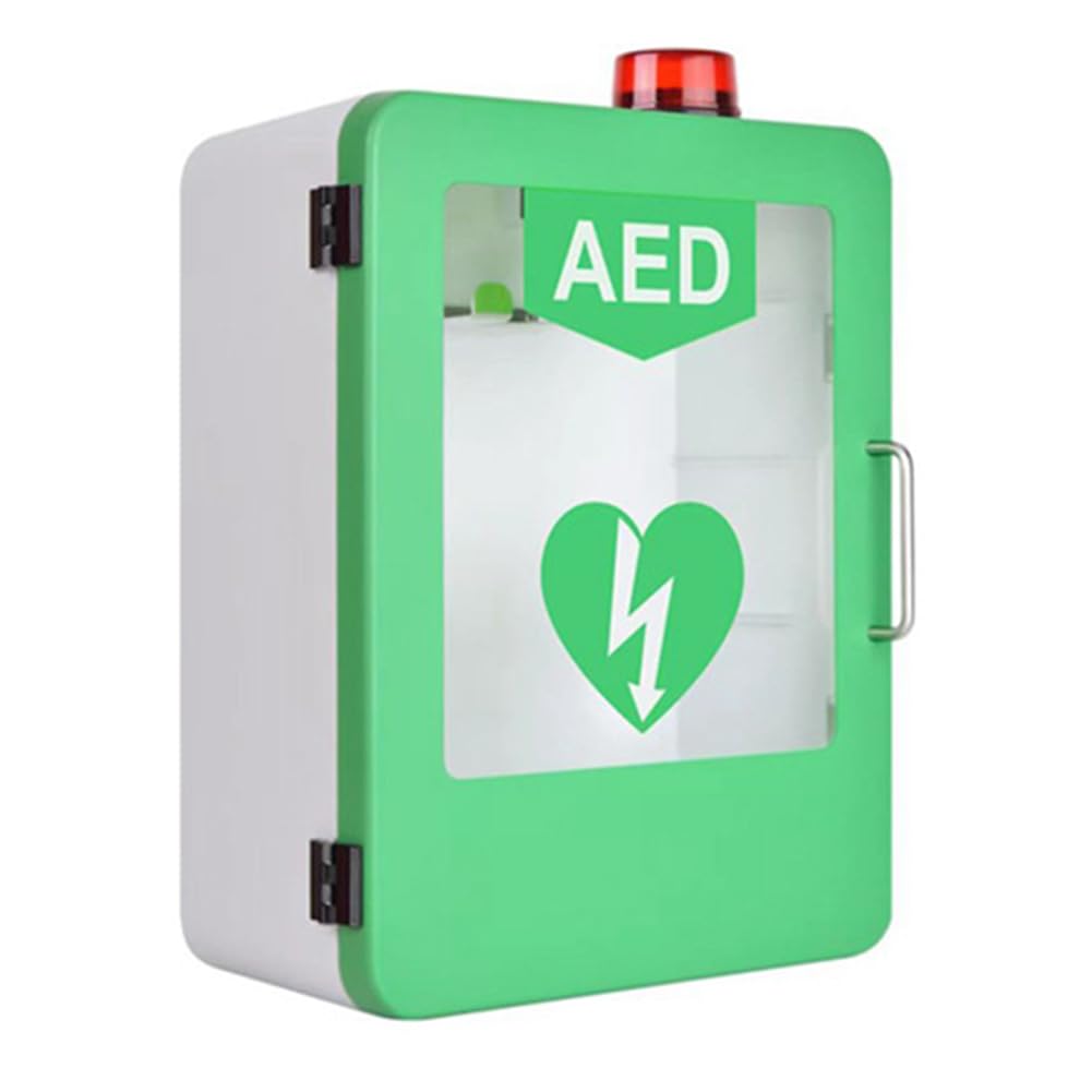 AED Defibrillator Storage Cabinet, Wall Cabinet AED Cabinet Alarm Box First Aid Cabinet, Partition Position Adjustable, Double Switch Control, for Home, Office, Hospital, Public Places