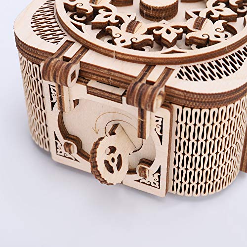 GuDoQi 3D Wooden Puzzle, Treasure Box with Music, Mechanical Model Kit to Build, Wood Craft Kit for Teens and Adults, DIY Assembly Toy, Gifts for Birthdays and Christmas