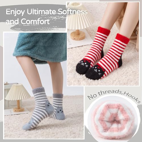 SISOSOCK Women Fuzzy Socks Cozy Warm Comfy Casual Fluffy Socks for Women Funny Cat Socks Gifts for Women or Girls2
