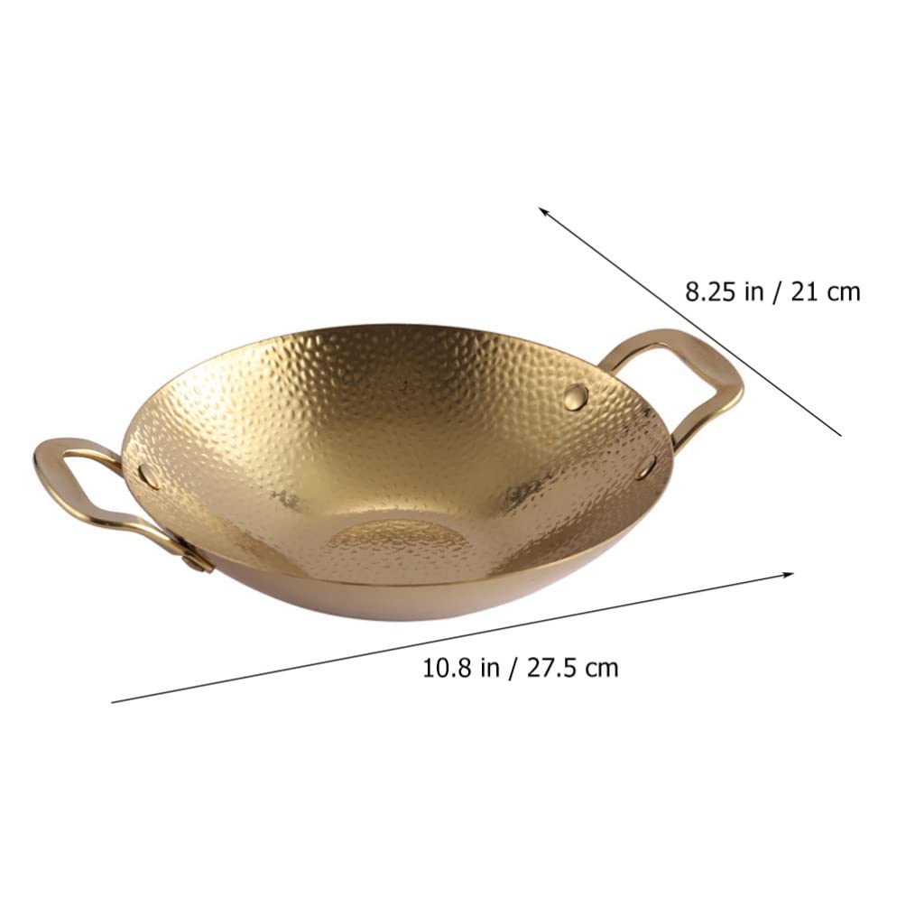 ZLLFHS Pentola Wok Padella Acciaio Inossidabile Stir Fry Pan Fondo Piatto Wok Cinese AntiGraffio Cottura Padella Pentole con 2 Maniglie per Induzione Gas 8 Pollici Padella Wok in Acciaio Inossidabile