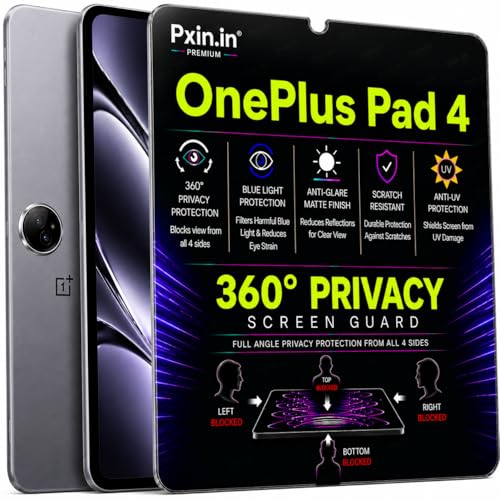 Image of Pxin 360 Pro Privacy Screen guard compatible with OnePlus Pad 4 | Anti Glare | Anti UV | Anti Blue | Anti Reflection | Privacy Filter | Unbreakable Build