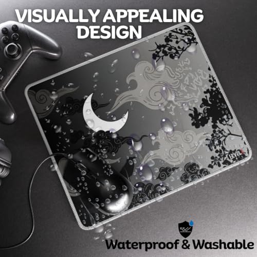 Image of LEVELX Gaming Mouse Pad, Speed Type Smooth Surface, Moon and Crow Design, 24x20cm, 3mm Thickness