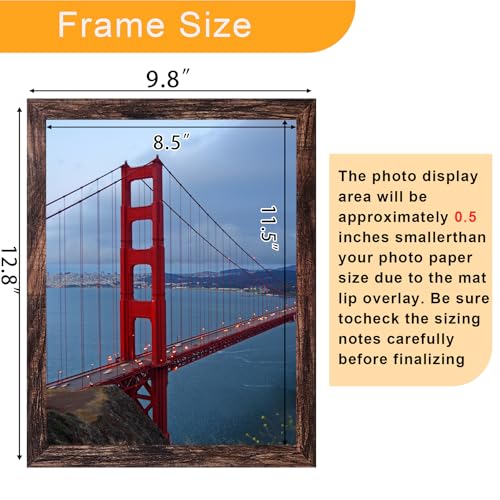Image of BESCRCL 9x12 Picture Frame Wall Hanging, Engineered Wood Photo Frames for 9 x 12 Picture, Brown, 1 Pack