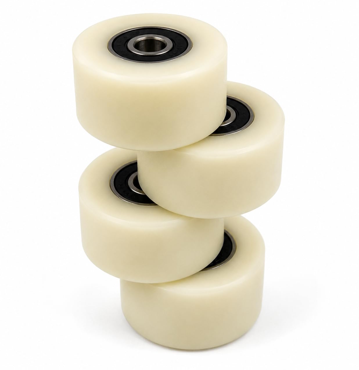 Lot de 4 Roues Polyamide Nylon Ø40x20mm avec Roulements à Billes – Roulettes Haute Résistance jusqu’à 40 kg par Roue – Galets pour Backstand, Belt Grinder, Machines & Convoyeurs – Alésage 8mm