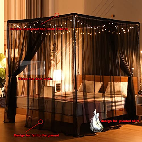 Elegante Dosel de mosquitera para Camas Individuales, llenas, Reinas, Camas King Adultos, Adolescentes, niños y niñas - Elegante diseño de 4 Esquinas para la máxima protección White Ki