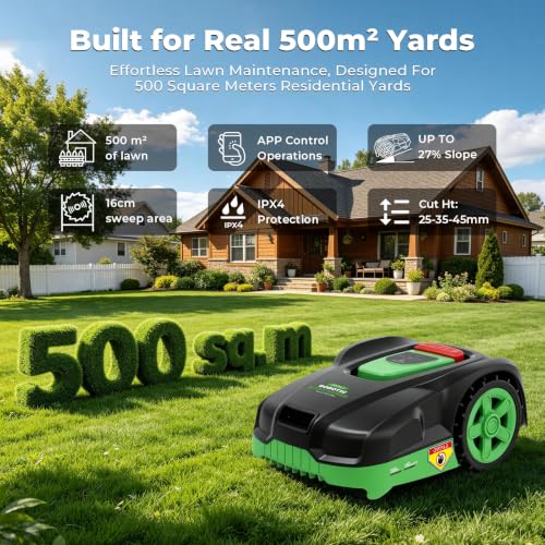 Image of Robot Lawn Mower, for 0.12 Acres,Wire-Free Robotic Lawnmower,with Border Lines,AI Obstacle Avoidance, App Control, 58dB Quiet, Multi-Zone Management