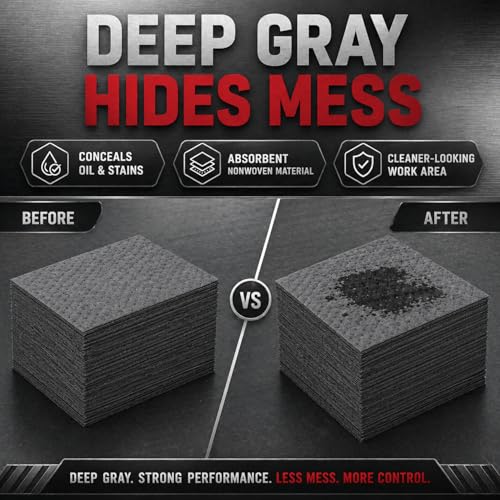 Image of Hoolerry 30 Pcs Oil Absorbent Pads Bulk Heavy Weight Dimpled Garage Absorbing Pad Water Absorbent Mat Trimmable Oil Spill Mat for Garage Floor Workshop Auto Fluid Cleanup (9.8 x 13 Inch,Gray)