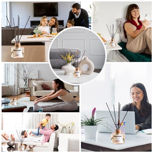 Image of Soul & Scents Vanilla Reed Diffuser Set - 120ml with Free 6 Fiber Reed Sticks Each | Toxin Free & Stress Relief | Long Lasting | Smoke Less Room Freshener for Home, Bedroom & Office | Pack of 2