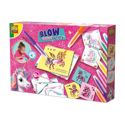 Ses Creative Licorne - Feutres Aérographe | Dessin créatif | Pochoirs | Aérographe | pour Les Filles | à partir de 5 Ans Plusieurs Couleurs