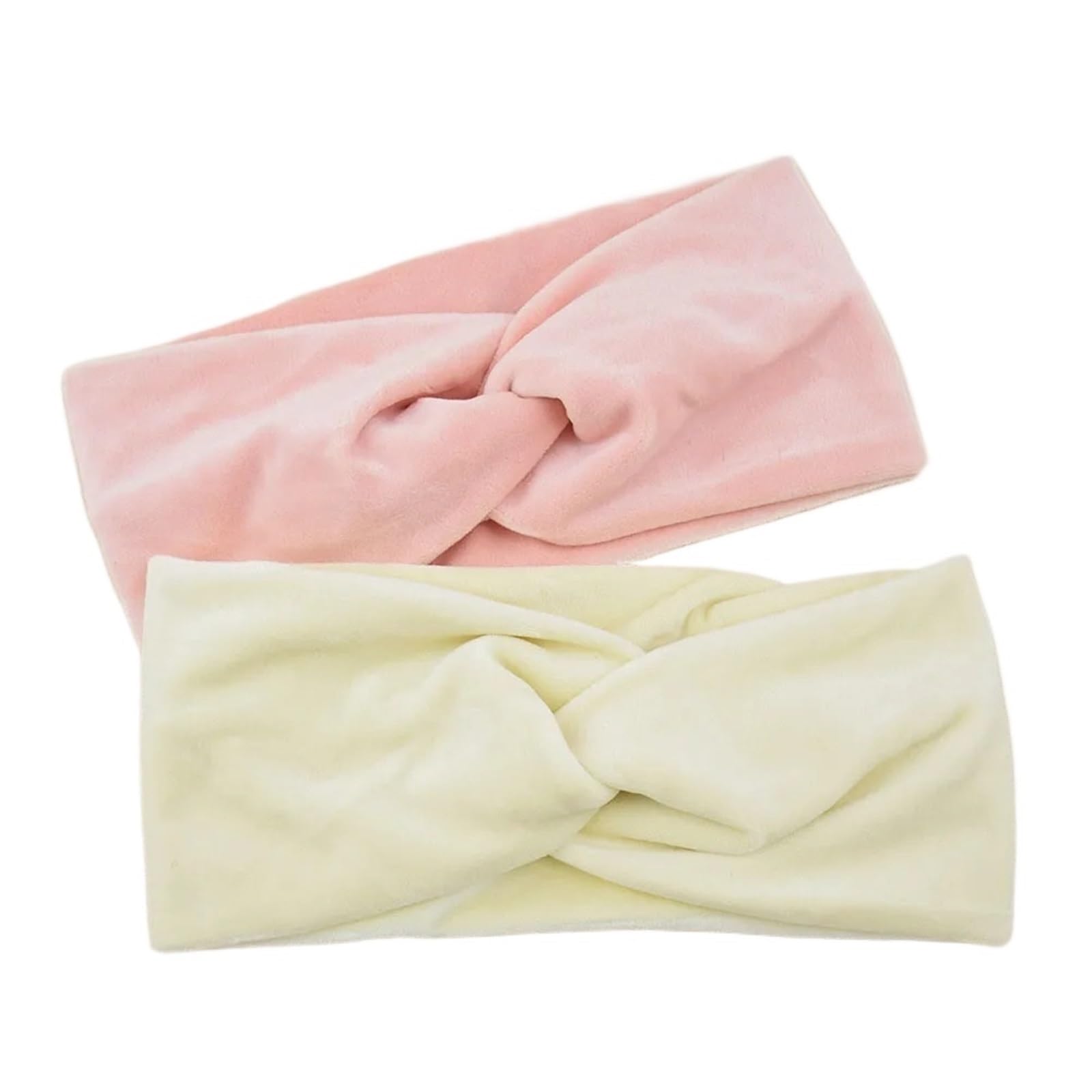 2 stücke Kreuz Stirnband Breites Haarband Einfarbig Stretch Turban Elegante Herbst Winter Haar Zubehör for Frauen Mädchen Für Damen(Pink and beige)