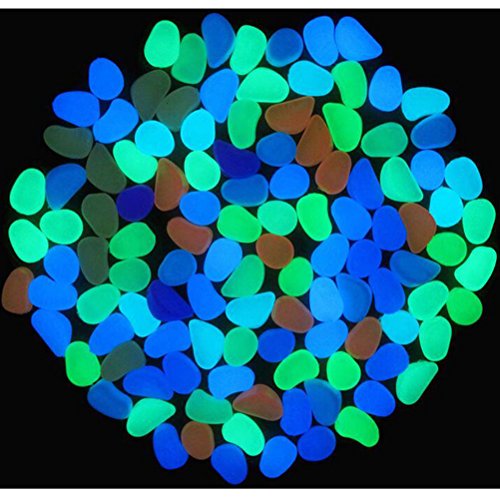 AmgateEu 100 Pcs Colorful Glow in the Dark Luminous Pebbles for Walkway | Yard & Fish Tank decorative stones by AmgateEu