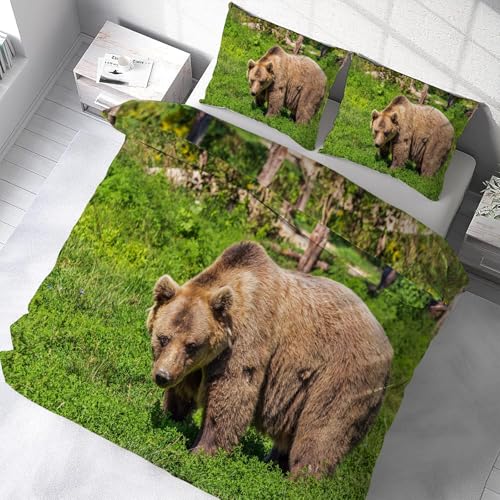 Housse de couette ours brun parure de lit 90x190 douce facile à laver - 5