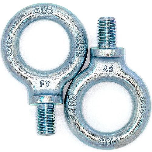 Image of 2 Pcs Lifting Shoulder Eye Bolts 3 /8 inch-16 X 5 /8 inch | Blue-Bright Zinc Plated