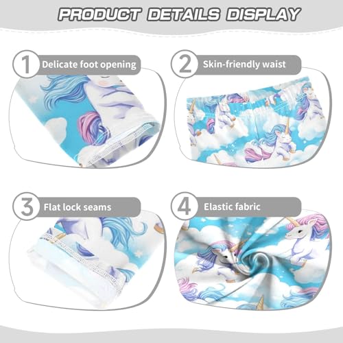 Cute Unicorns Girls' Leggings Toddler Doodles Clouds Kids Yoga Pants Dance Active Tights 4T3