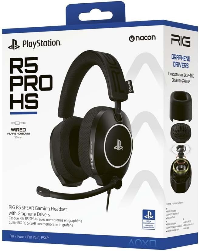Auriculares Sony R5 Pro HS con cable de 3,5 mm negros para PS5 y consola PS4 6