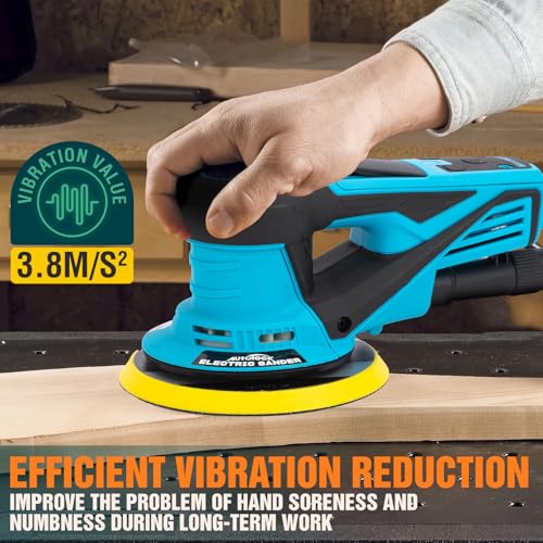 Image of Autolock Electric Random Orbital Sander, 350W Brushless Motor with 5 & 6 Inch pads, 10000RPM Electric Palm Sander for Woodworking, Sanding and Polishing ((1pcs))