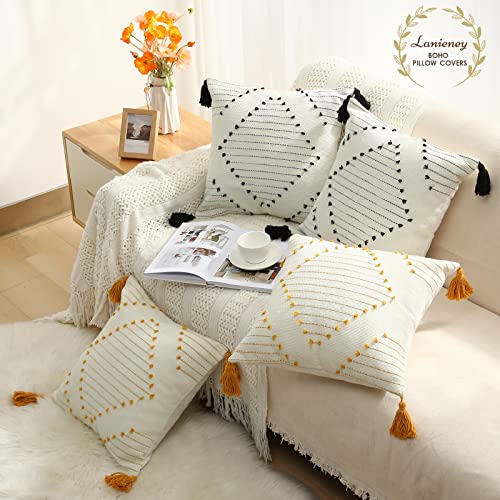 Boho Throw Pillow Covers Set Of 2 Soft Morocco Decorative Tufted Woven Neutral Accent Cushion Covers Farmhouse Square Tribal Textured Outdoor Home Decor Pillow Cases For Couch Bedroom Living Room #TOP6