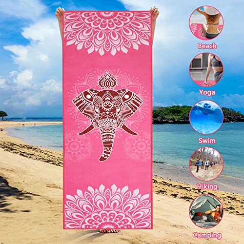 Non-Slip Yoga Towel Microfiber Yoga Mat Blanket For Hot Yoga Bikram Pilates Gym Towels For Sweat (73"X25", Elephant) #TOP5