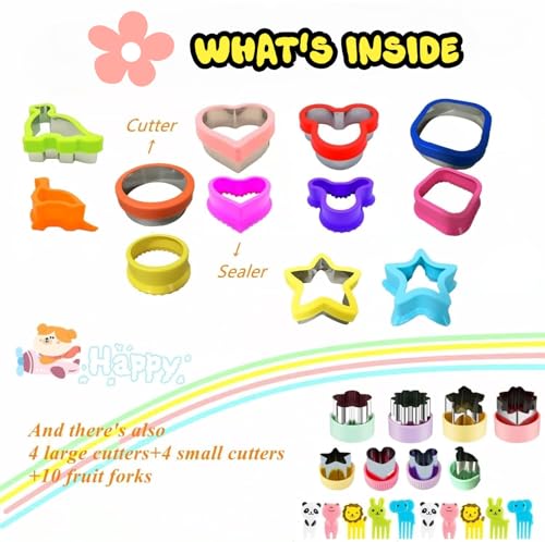 BANIC Uncrustable Sandwich Cutter, 24 Pcs Sandwich Cutter and Sealer, Crustless Sandwich Cutter Heart Star Unicorn Dino Square etc, Lunch & Bento Box Accessories by BANIC - Image 3