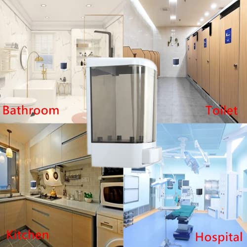 Manual Soap Dispenser Kitchen Bathroom Wall Mounted Soap Dispenser Commercial Soap Dispenser For Liquid Containers Shampoo Gel Chamber Plastic - (33.8 Oz) 1000Ml Transparent #TOP1