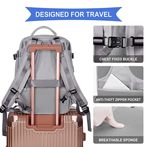 Coowoz Large Travel Backpack For Women Men, Flight Approved, Waterproof Outdoor Sports Rucksack, Casual Daypack, Fit 15.6 Inch Laptop Shoes, Grey by coowoz - Image 6
