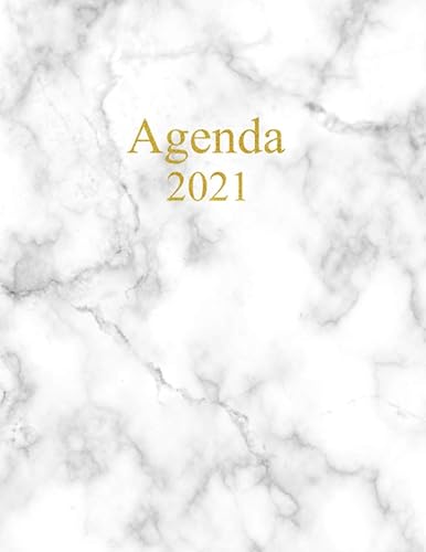 Agenda 2021 Settimanale e Mensile: Planner da Gennaio a Dicembre 2021 - Ampio spazio Giornaliero - Note, Cose da Fare, Calendari e Obiettivi per ... con effetto Marmo Bianco e scritte color Oro