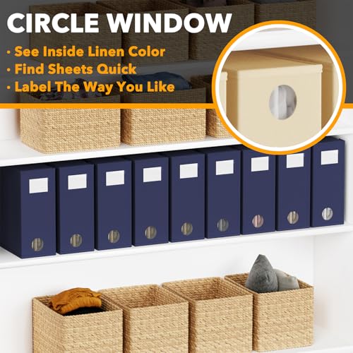 SpaceAid 9 Pack Bed Sheet Organizers and Storage, Foldable Sheet Organizer with Window for Linen Closet, Set Folder Keeper for Queen & King Size Bedding Storage (Navy Blue) by SpaceAid - Image 4