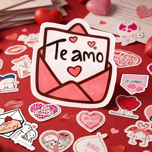 Image of Spanish Love Stickers for Romantic Moments | Heartfelt Valentine Decals for Journals, Cards, Scrapbooks & Personalized Gifts for Phones, Laptops, Water Bottles