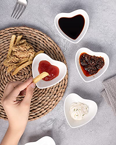 Delling Mini Dipping Bowls Set Soy Sauce Dish/Bowls, Heart Shaped Dip Bowls, Small Ceramic Bowls For Ketchup, Condiments, Chips Dip Sets, Best Choice For Bbq And Other Party Dinner - 2Oz, Set Of 6 #TOP7