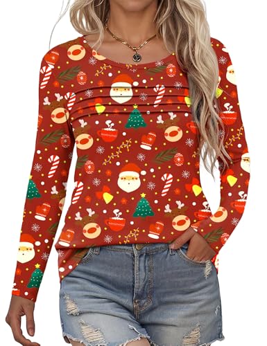 T-shirt manches longues femme col rond fluide tunique floral