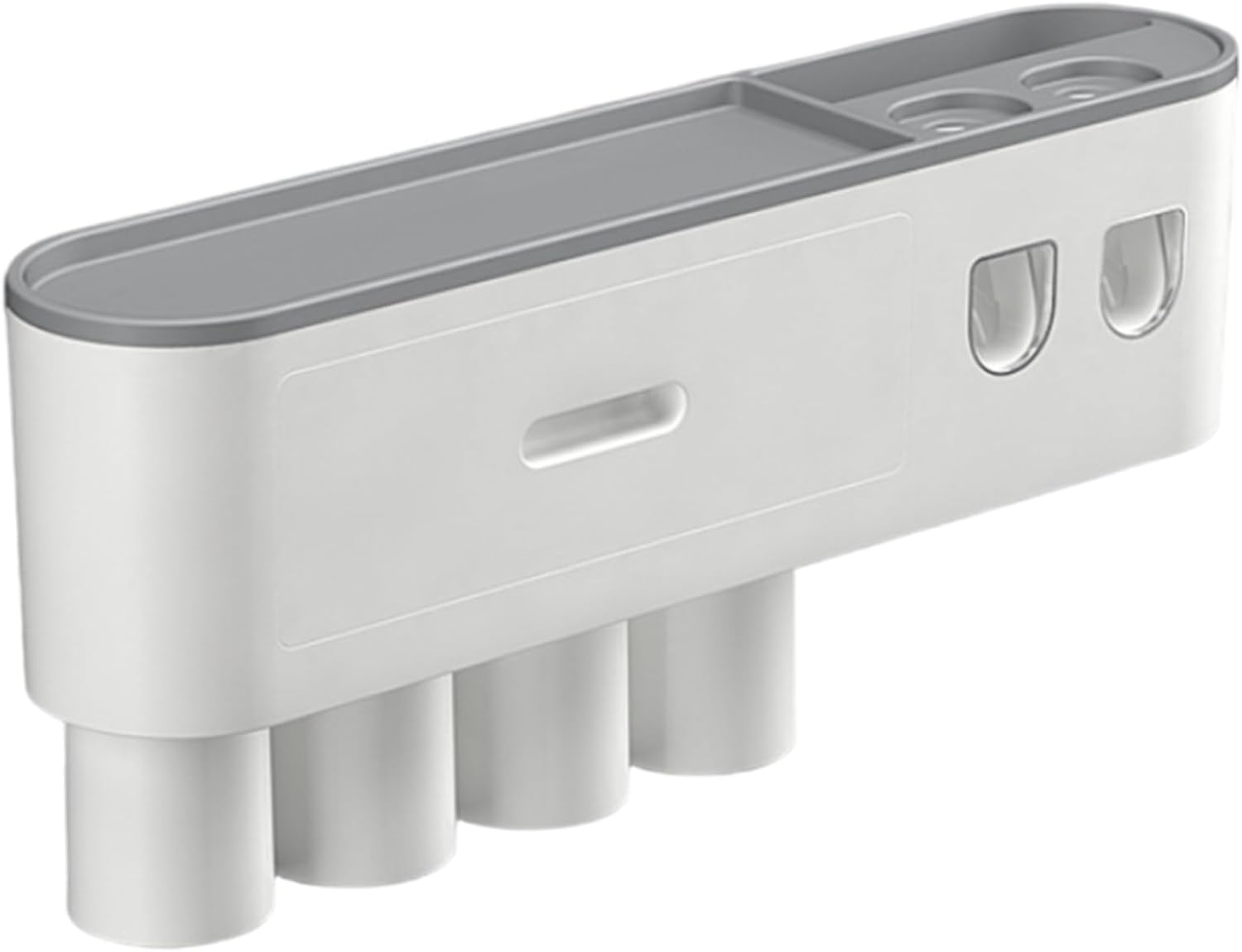 Toothbrush Holder Wall Mounted, Automatic Toothpaste Dispenser with 4 Magnetic Cups, 6 Brush Slots, Storage Tray & Drawer for Bathroom Organization, Homeused