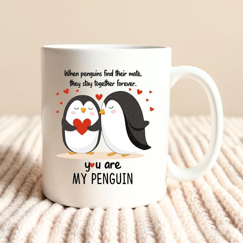 KNITROOT Ceramic Coffee Mug, Microwave Safe, You are My Penguin Print Premium Ceramic Mug, Tea Mug, Milk Mug, Cup for Gift, Best Return Gift, Best Gift - White Mug, 250ml/8.5oz