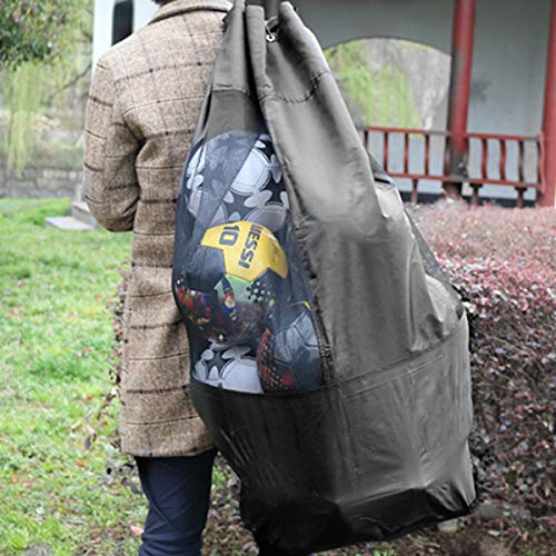HQdeal Extra Large Waterproof Mesh Ball Bag Heavy Duty Football Shoulder Bag Drastring Bag for Basketball Volleyball Soccer Rugby Net Ball Carrying Storage Sack Holds 15 Balls - Thumbnail 7