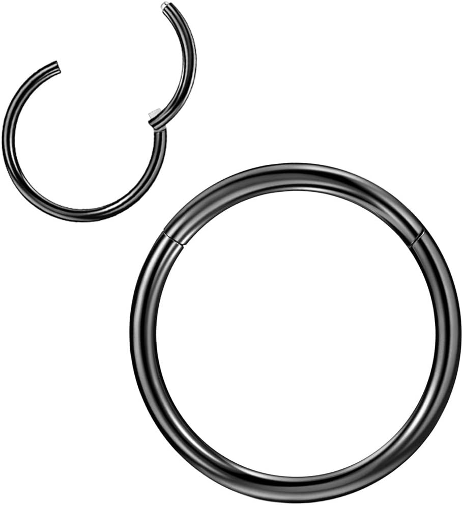 1pc Surgical Steel Piercing Ring for Nose Septum Cartilage Helix Tragus Conch Rook Daith Lobe 20g-18g-16g-14g-12g-10g 5mm-6mm-7mm-8mm-9mm-10mm-11mm-12mm-14mm-16mm Silver/Gold/Rose Gold/Black/Rainbow
