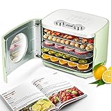 LANUEVA Food Dehydrator Machine with Recipe, 5 Stainless Steel Trays Dehydrators for Jerky, Pet Trea
